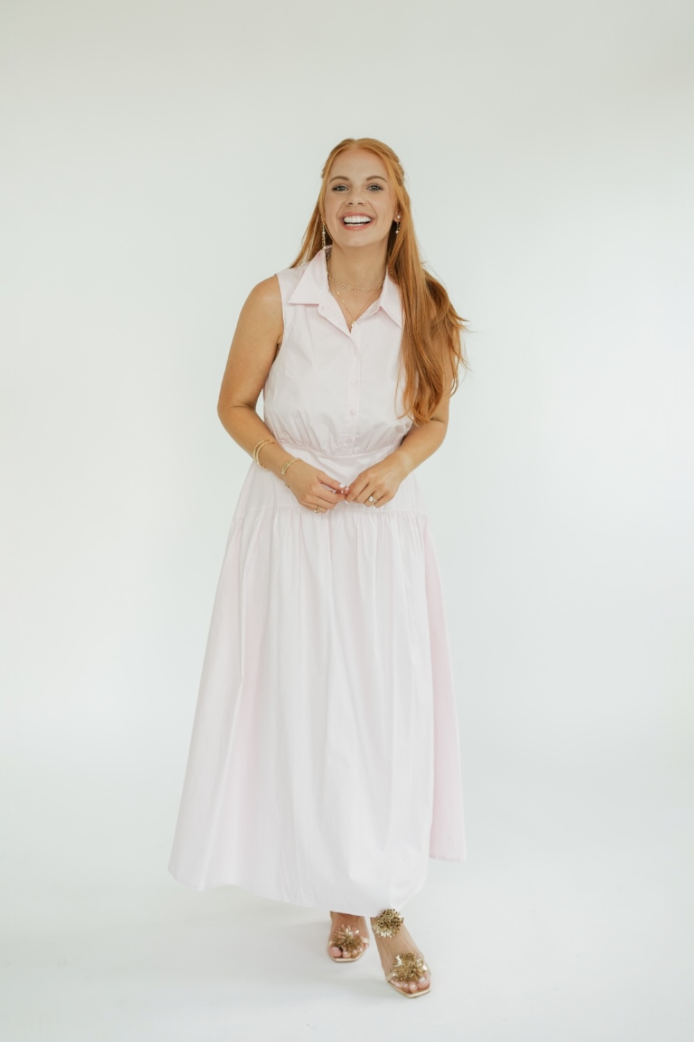 Joanie Pink Midi Shirt Dress