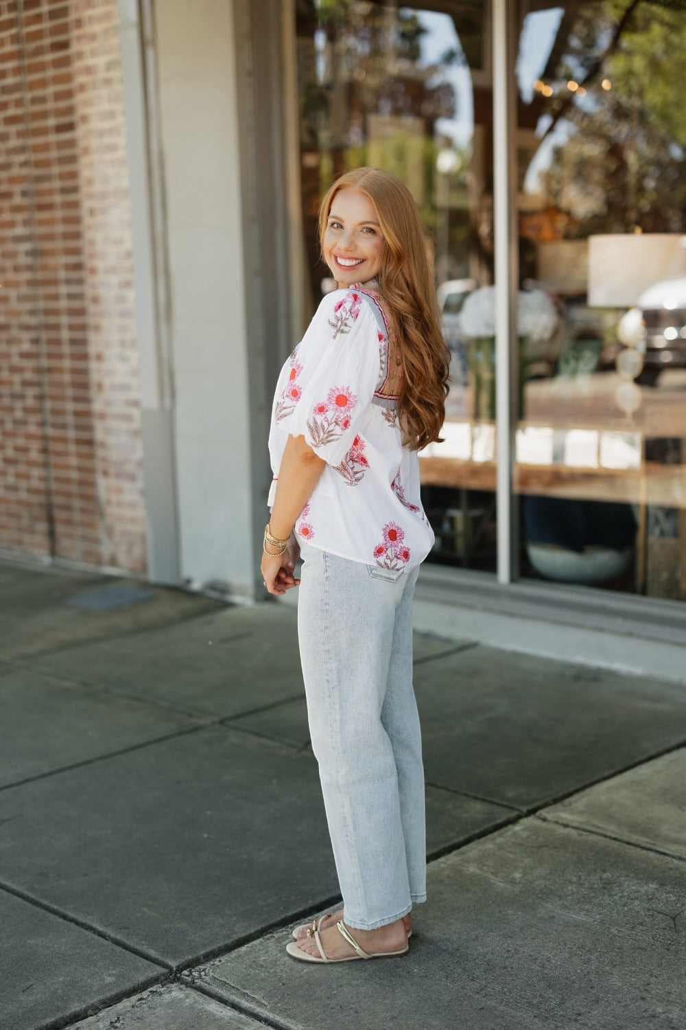 Taryn Puff Sleeve Floral Tassel Top (XS-XL)