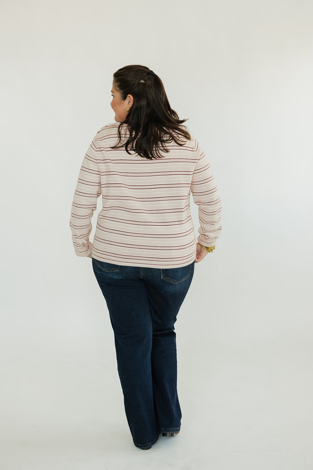 Babs Blush Striped Button Up Cardigan (S-3XL)