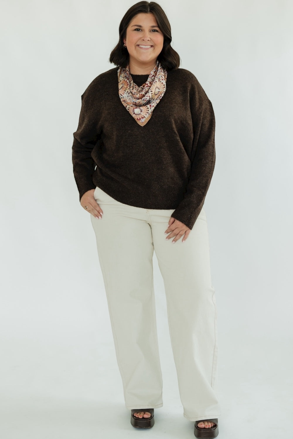 Chocolate Brown Crew Neck Sweater