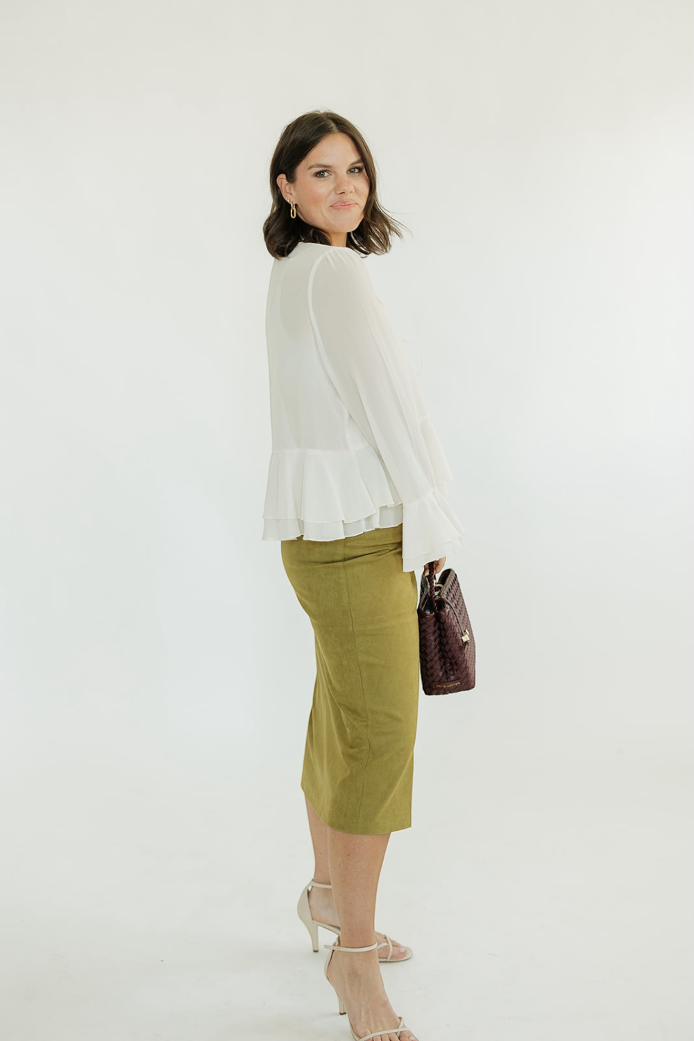 Lindsay Chartreuse Suede Skirt