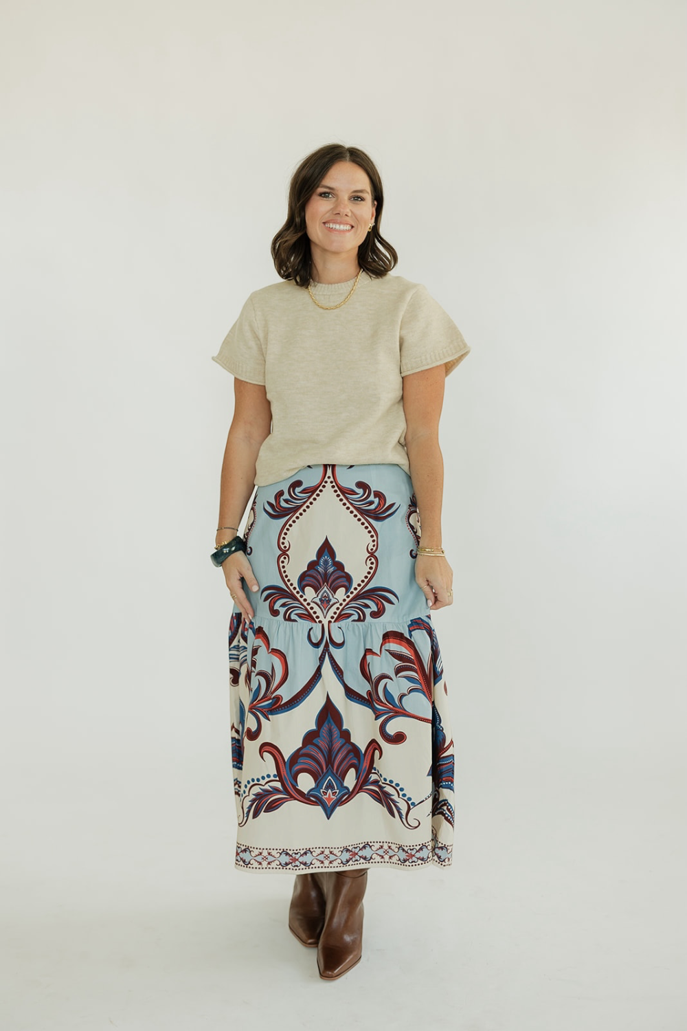 Ada Arabesque Poplin Midi Skirt (XS-XL)