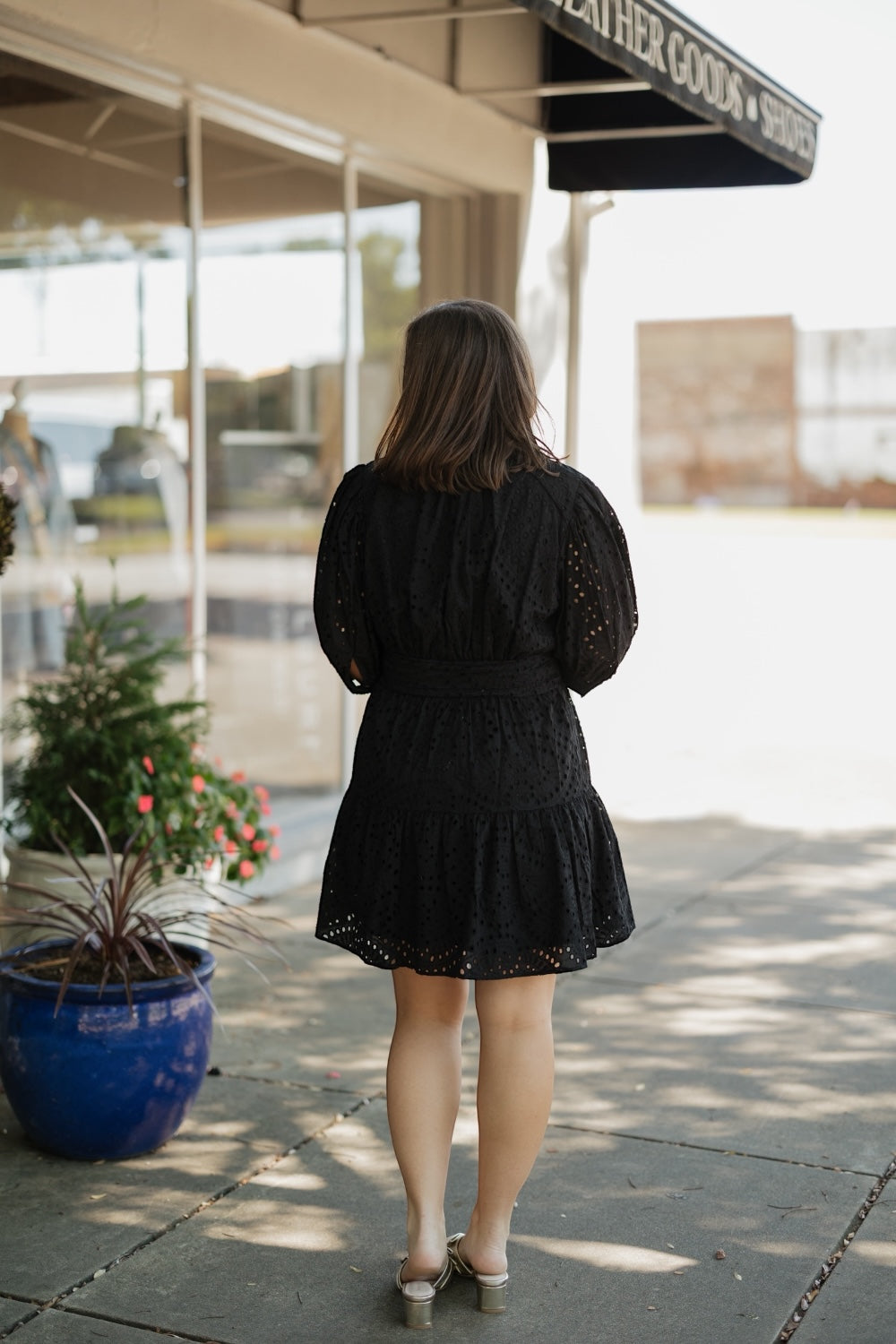 Yara Black Eyelet Mini Dress