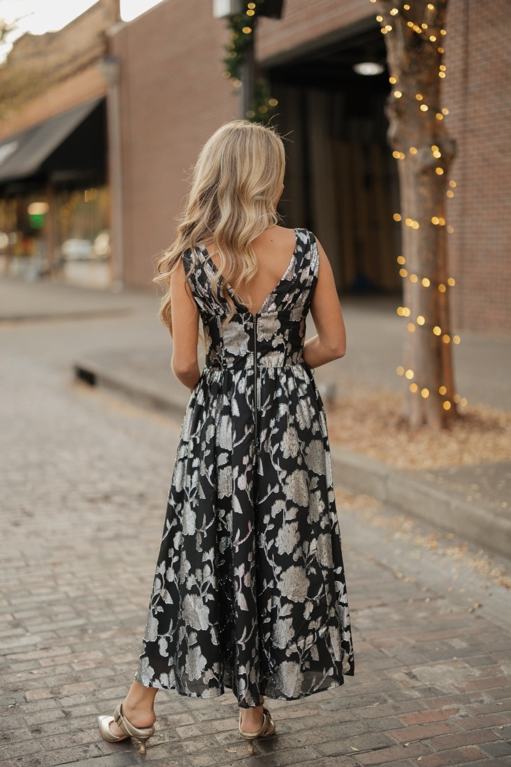 Jenny Black/Silver Midi Dress