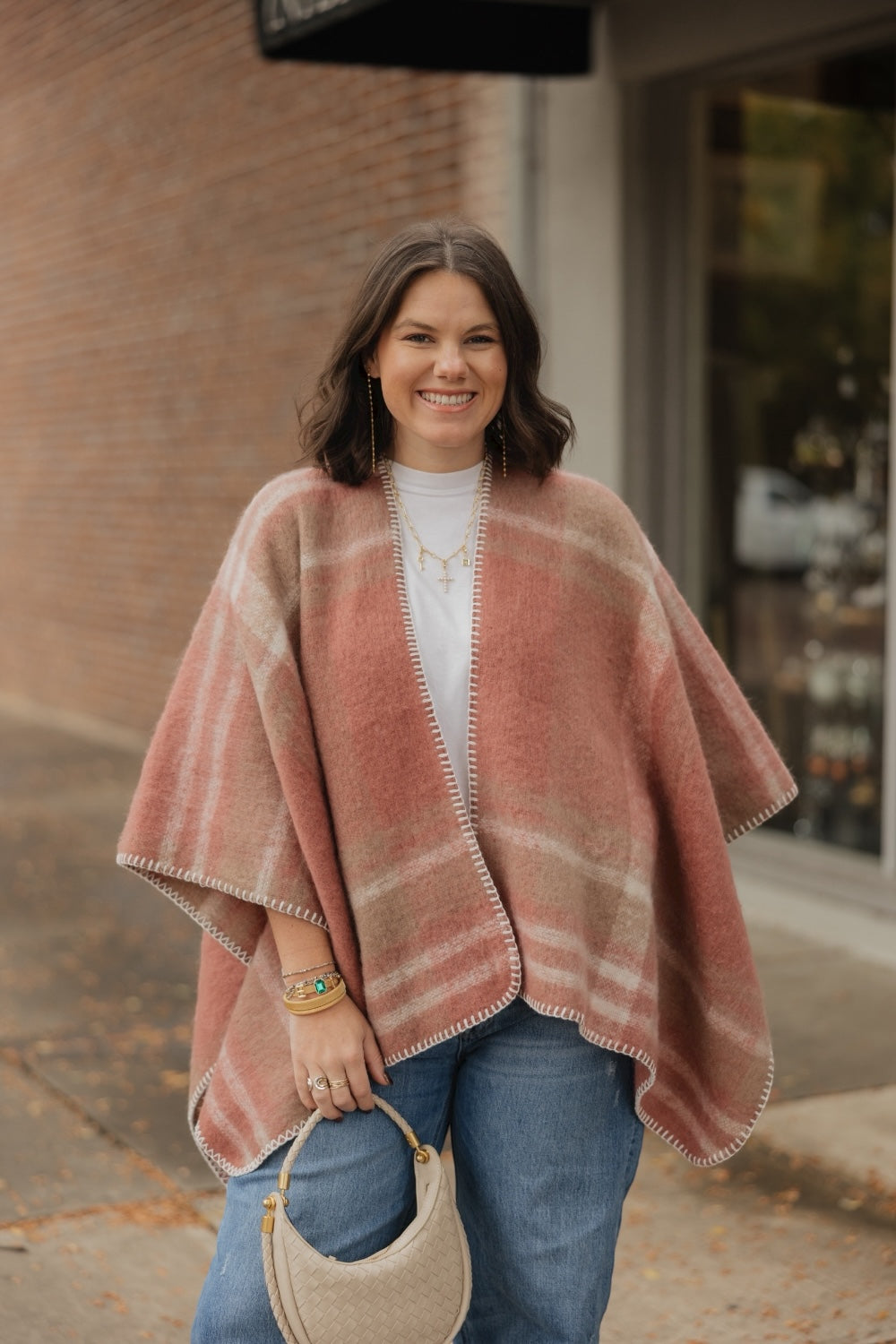 Pink Plaid Whipstitch Wrap