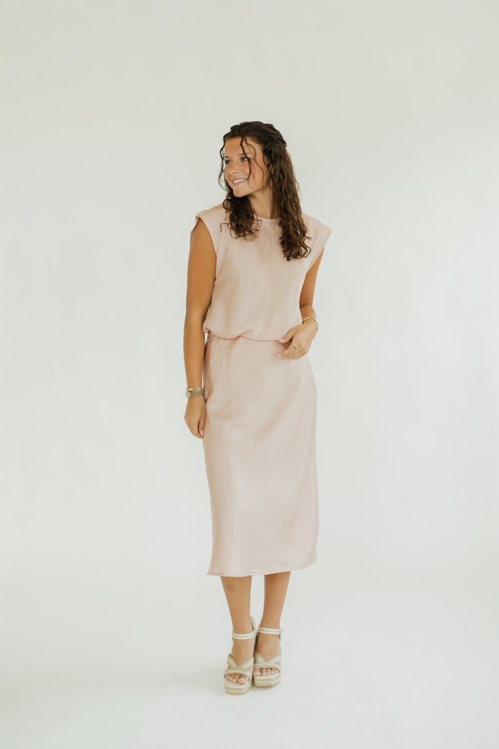Roseanne Blush Satin Top