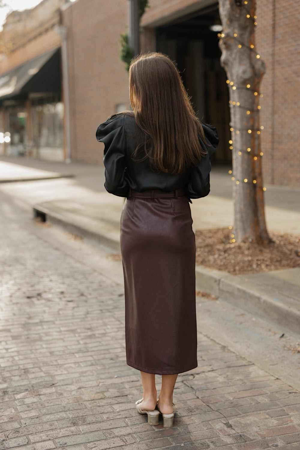 Rosie Long Sleeve Black Satin Top