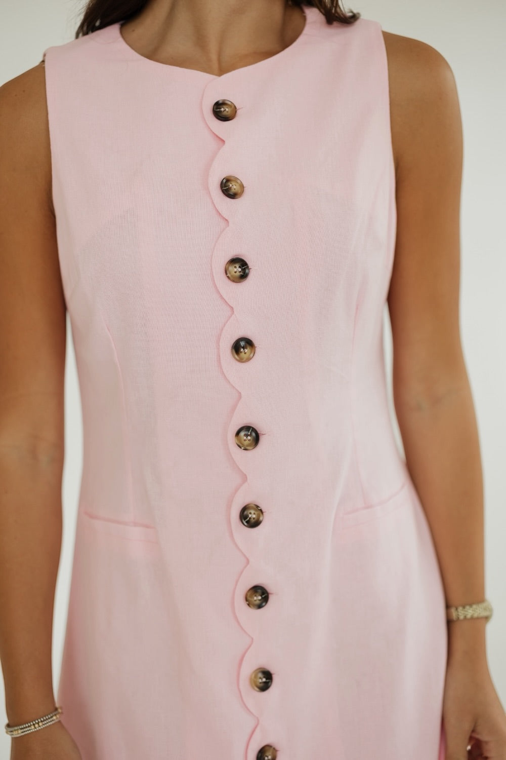 Emma Pink Scallop Edge Mini Dress