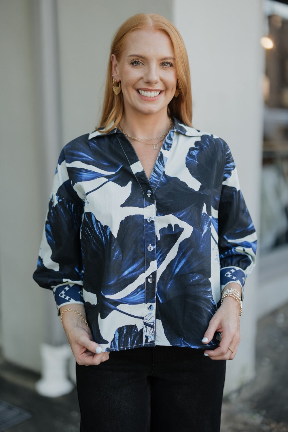Elsa Indigo Lillies Top (XS-XL)