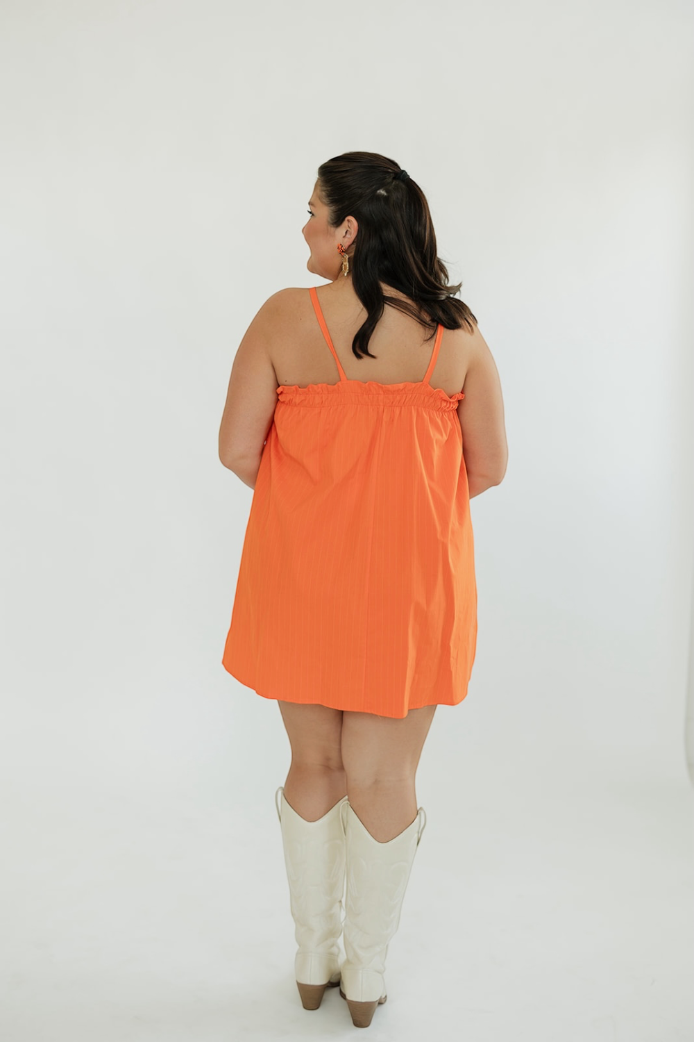 Blaire Orange Pinstripe Mini Dress (S-3XL)