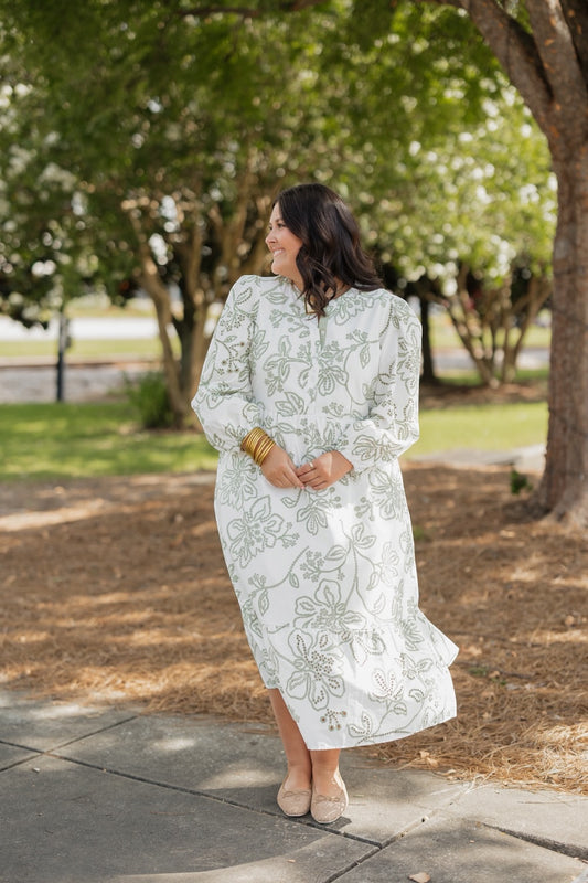 Riley Lacecap White Midi Dress (XS-2XL)