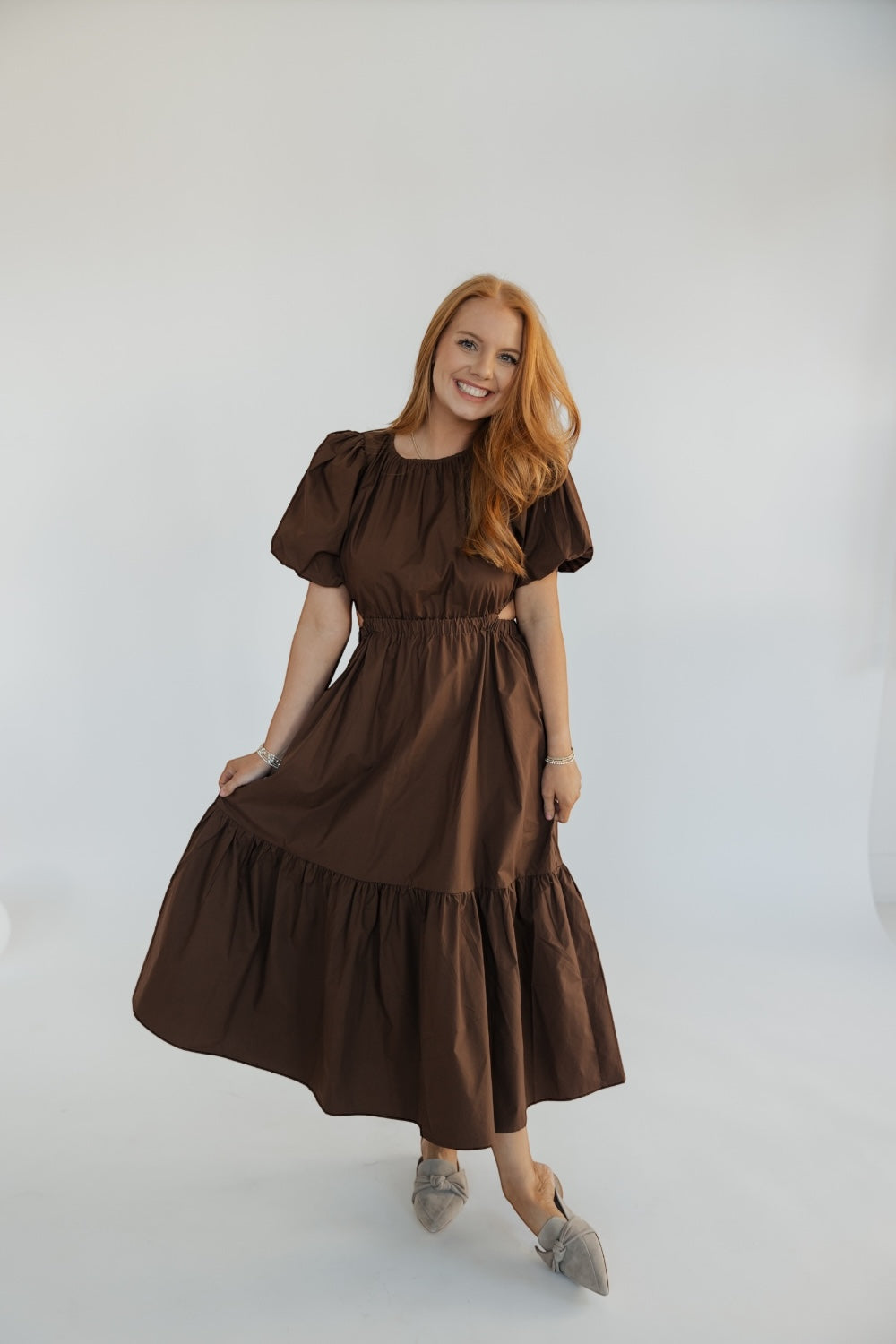 Maggie Brown Poplin Maxi Dress