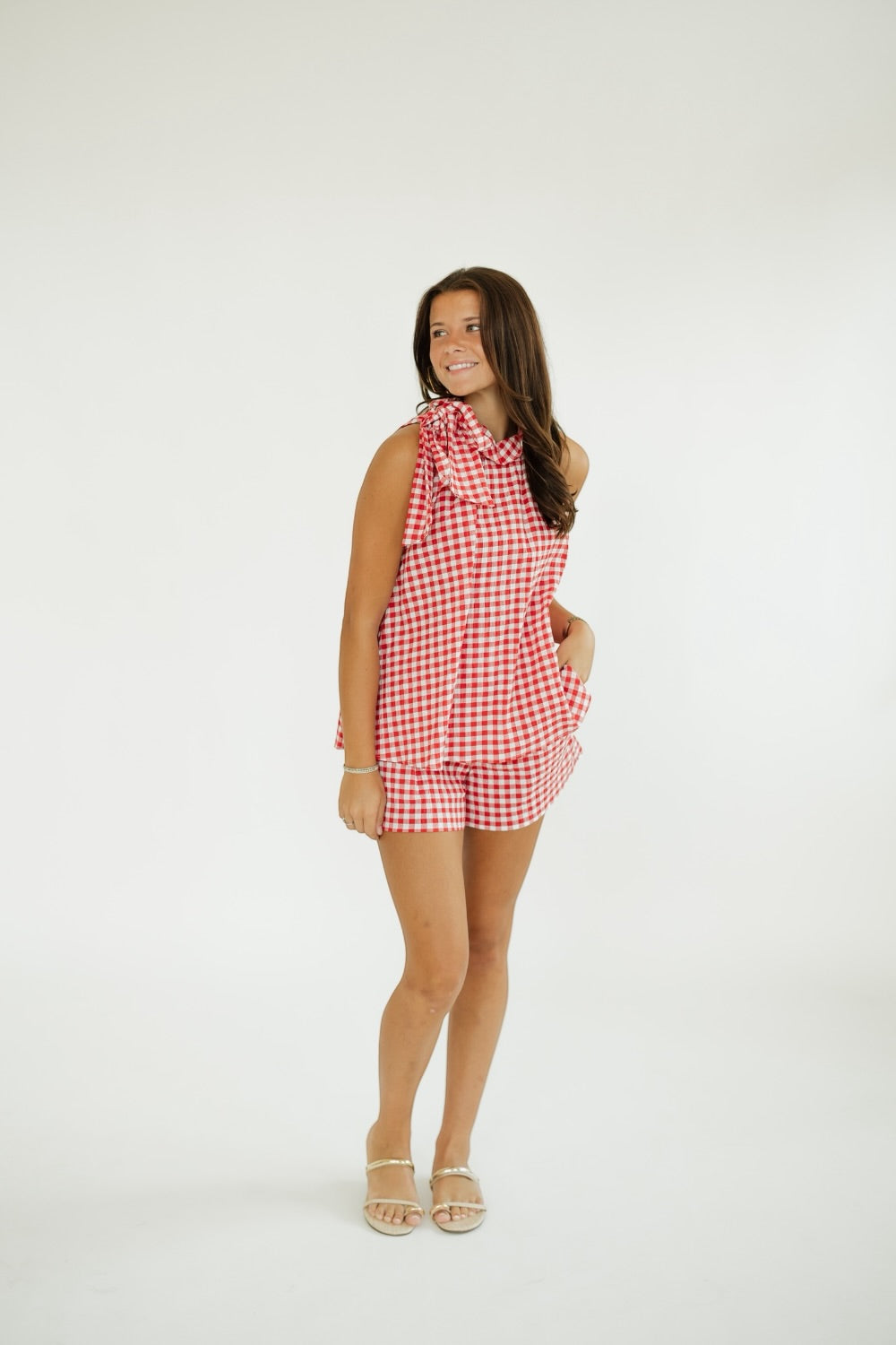 Faye Red Gingham Elastic Waist Shorts (S-3XL) – Studio 3:19