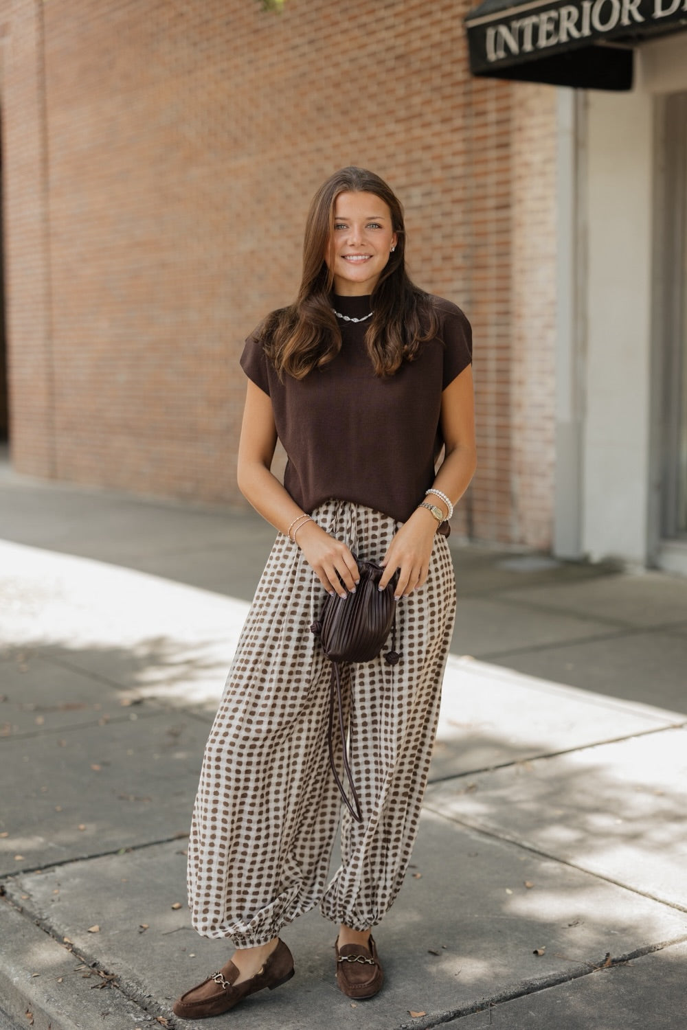 Glenn Mocha Geo Dot Harem Pant