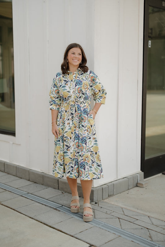 Maya Floral Button Down Midi Dress