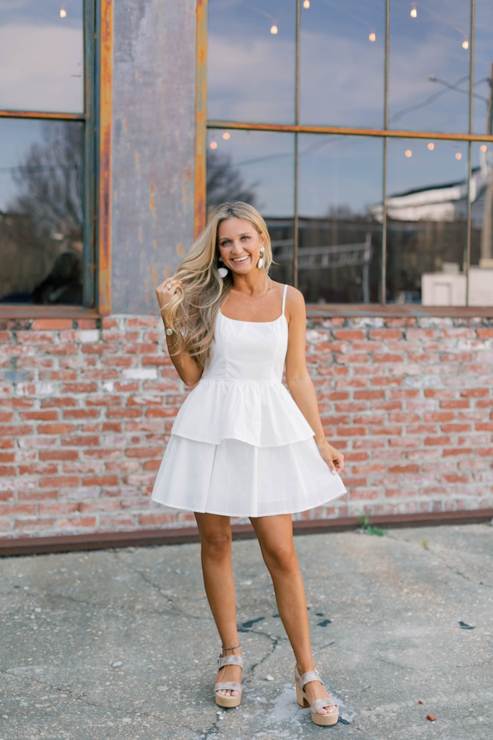 The Rina White Poplin Mini Dress