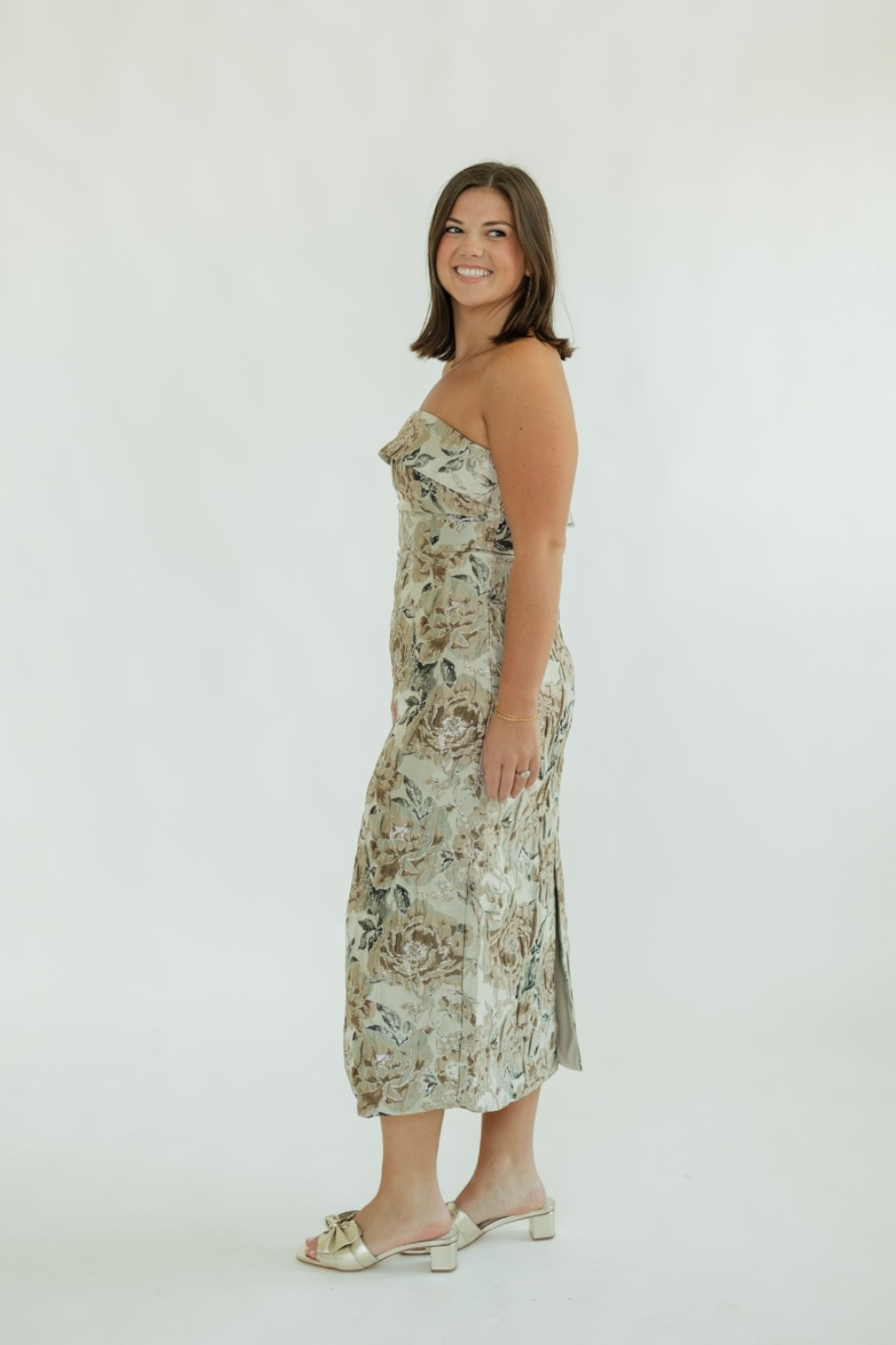 Isadora Floral Printed Jacquard Dress