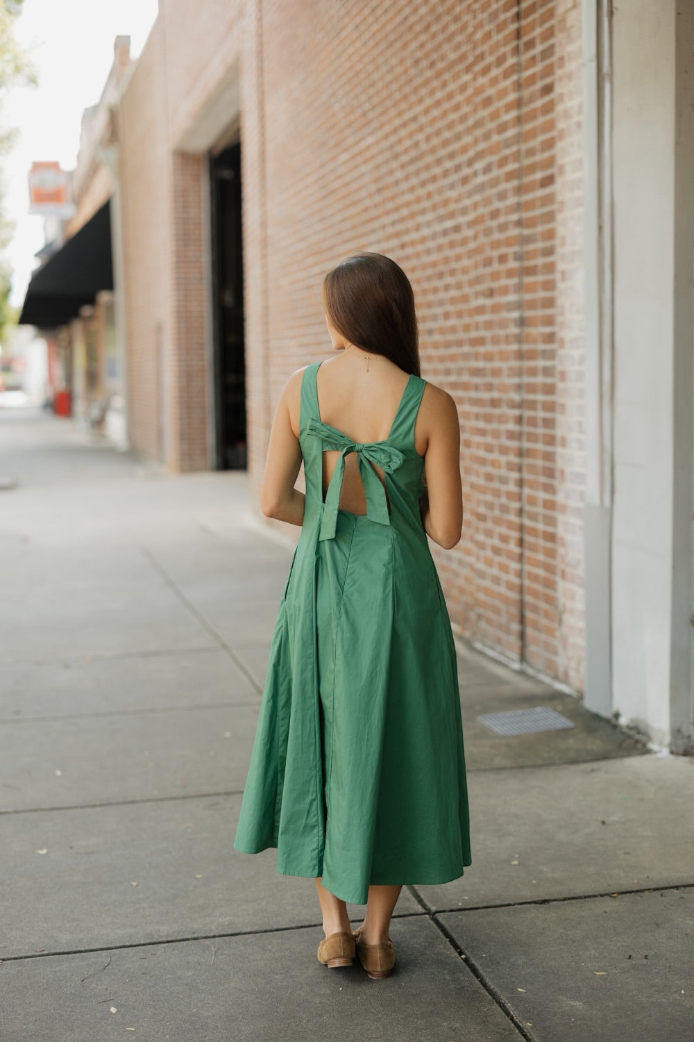 Pauline Green Keyhole Knot Midi Dress
