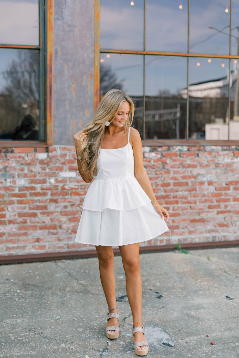 The Rina White Poplin Mini Dress