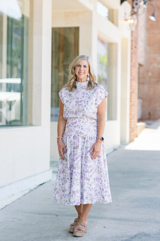 Sherri Lavender Floral Wrap Skirt