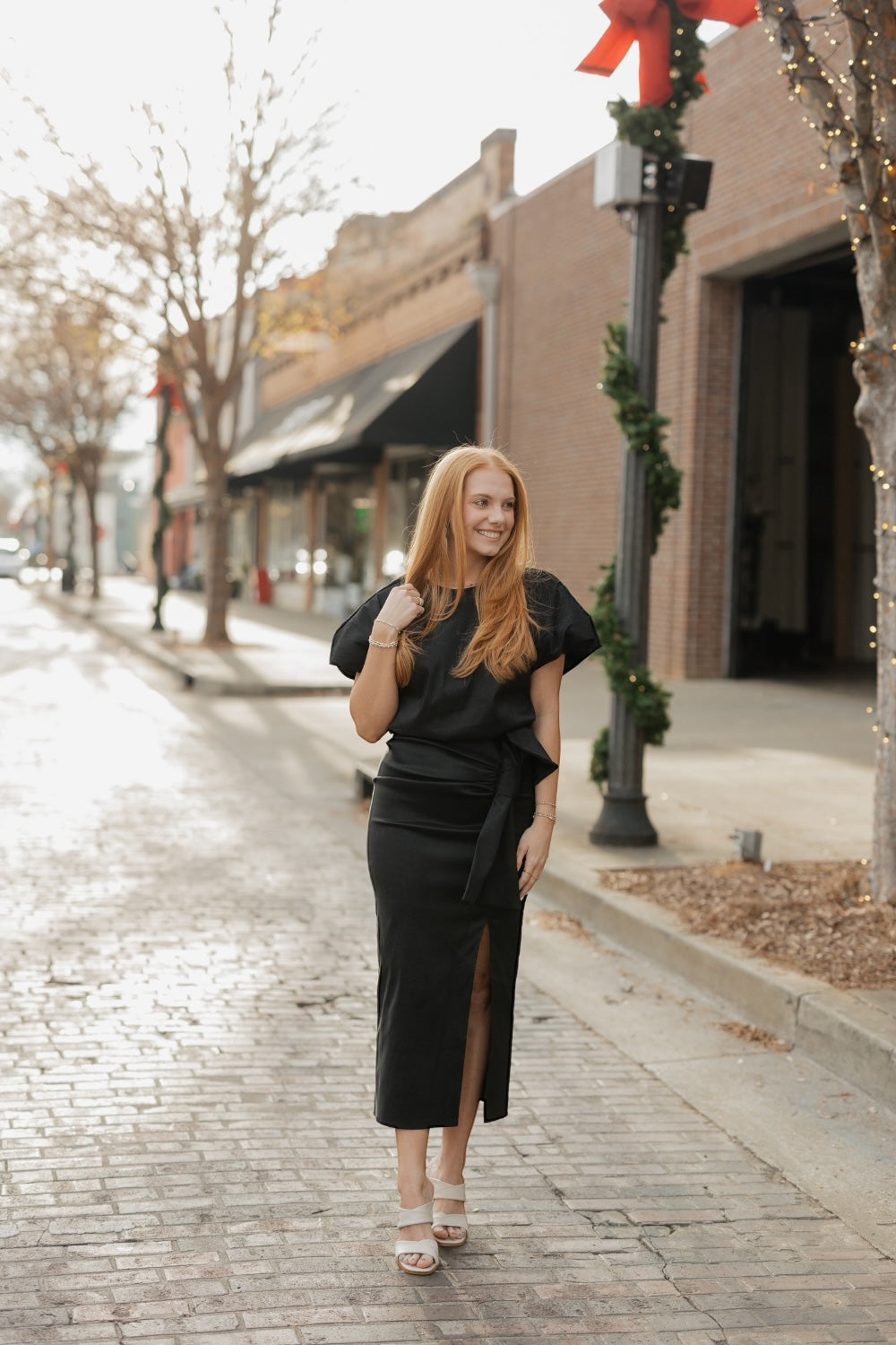 Camdyn Black Taffeta  Bubble Hem Top (S-3XL)