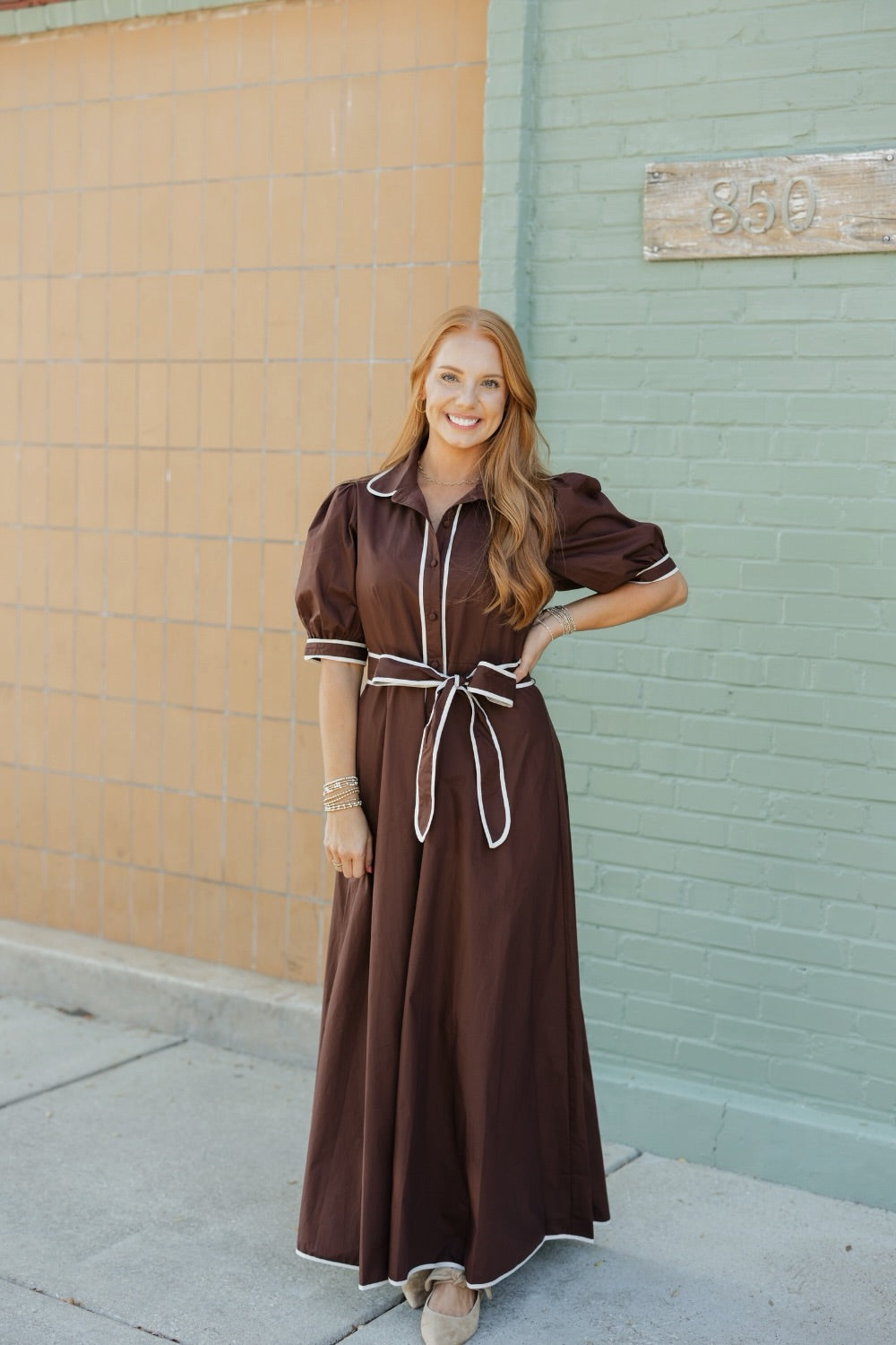 Montana Brown Poplin Midi Dress