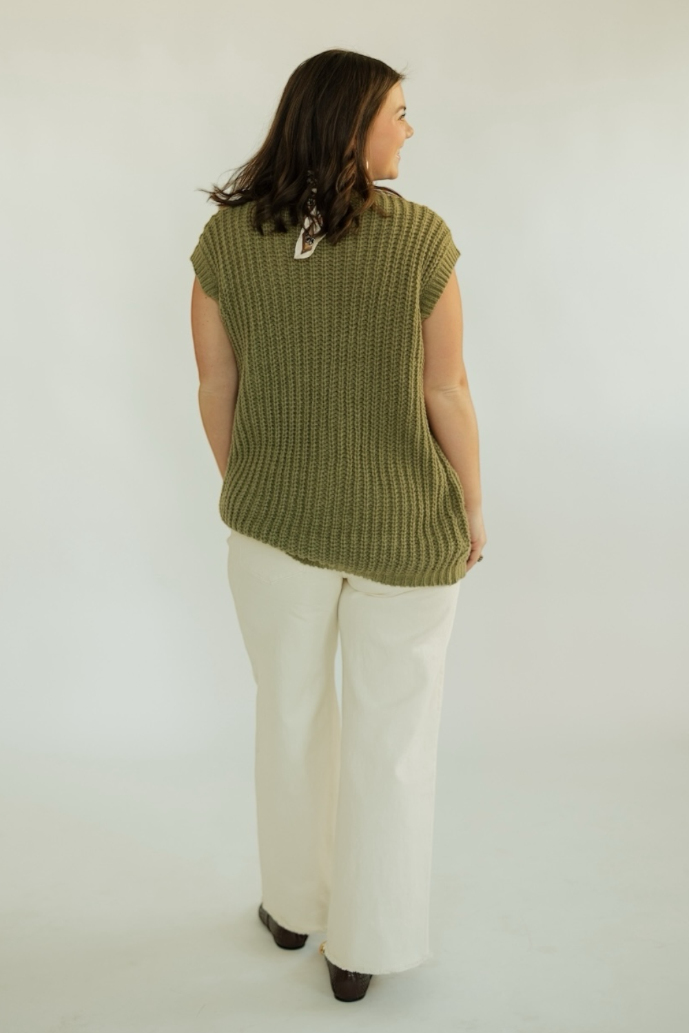 Celia Olive Sleeveless Chunky Sweater (S-3XL)