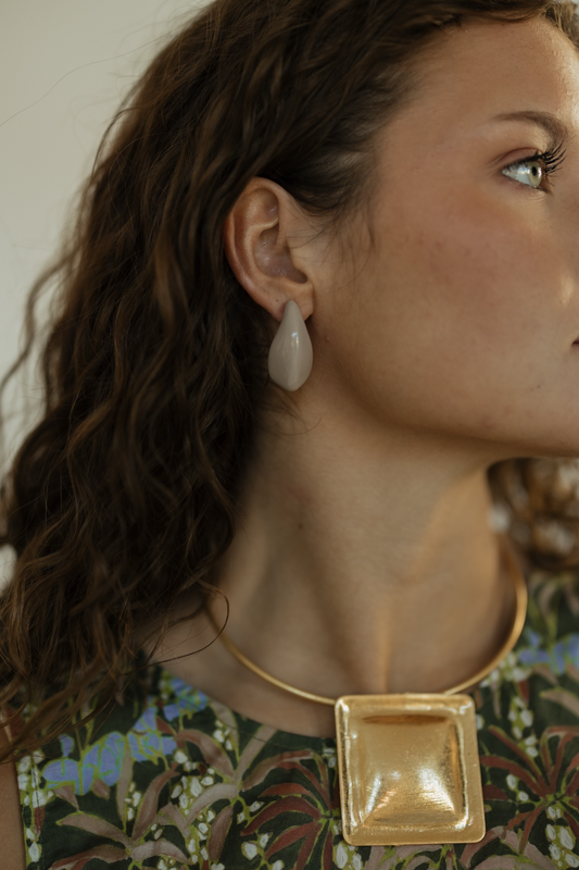 Taupe Teardrop Earrings