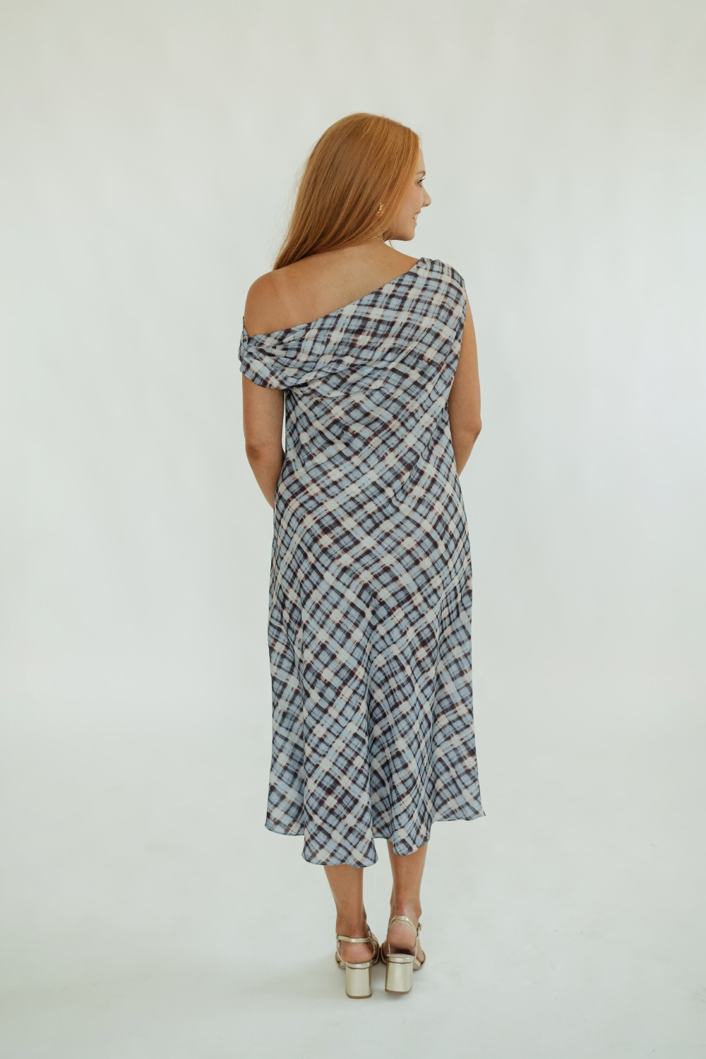 Ace Asymmetrical Blue Plaid Dress