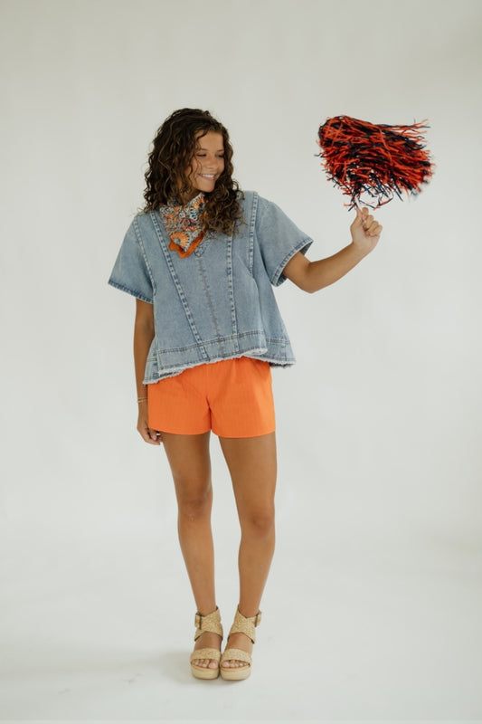 Gabby Light Wash Denim Top (S-3XL)