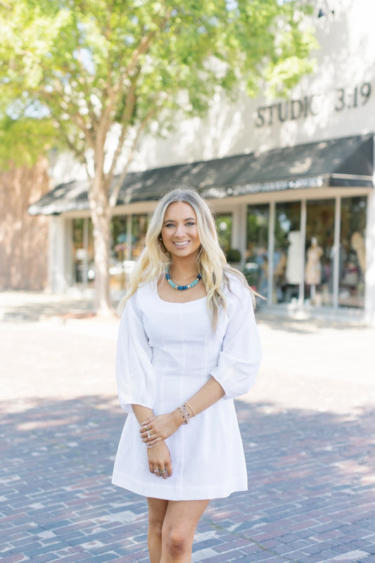 Linley White Linen Midi Dress