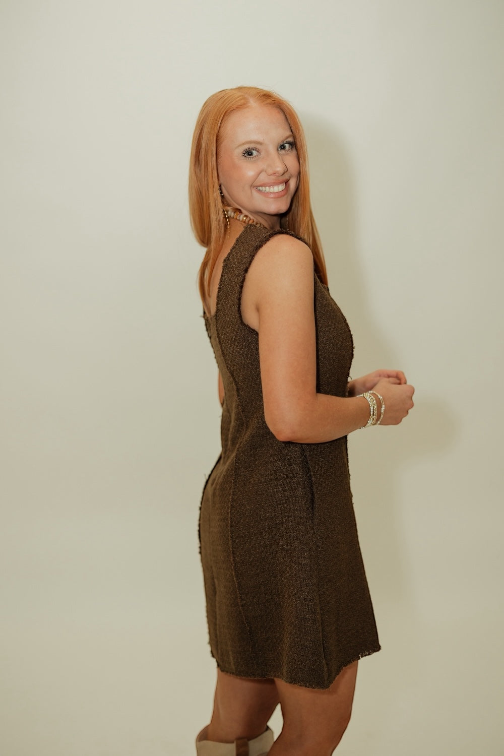 Miranda Mocha Tweed Dress