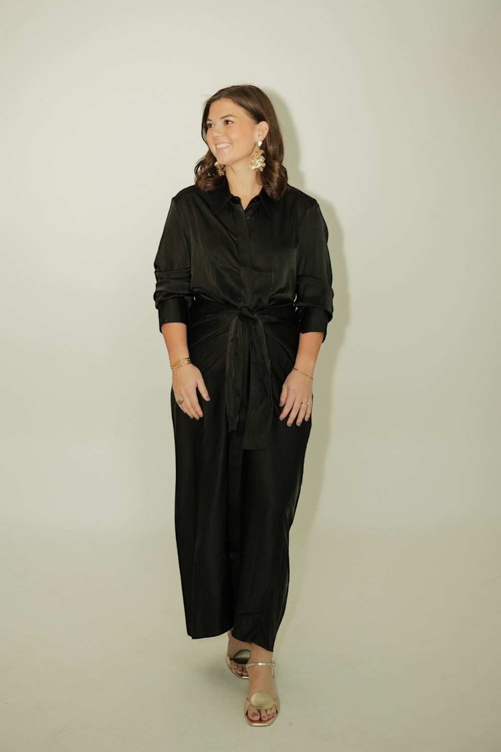 Holiday Black Wrap Front Dress (XS-XL)