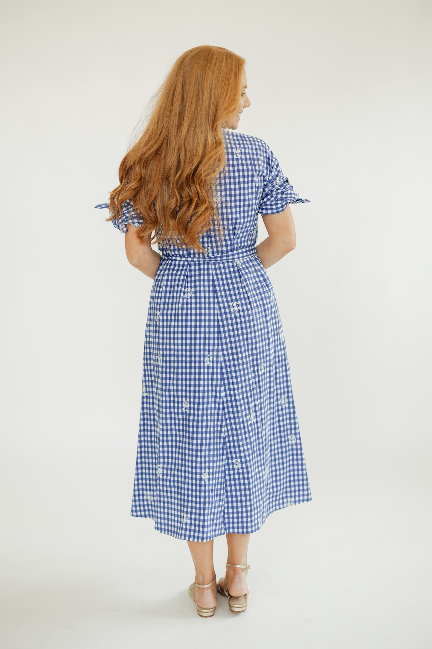 Azure Lace Shirt Midi Dress