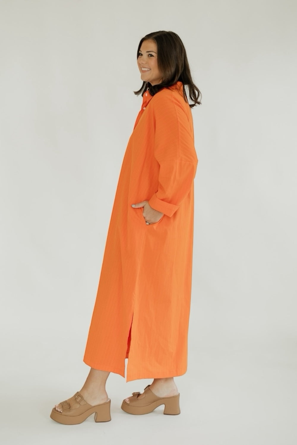 Regan Orange Pinstripe Maxi Dress (S-3XL)