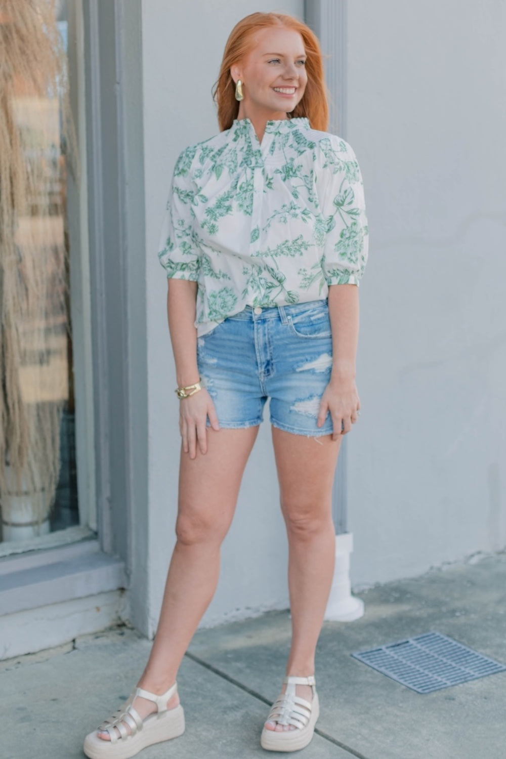 Bria Floral Blossom Smocked Neck Top (XS-3XL)