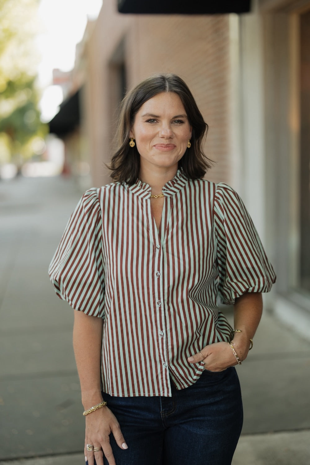 Carla Striped Button Down Top