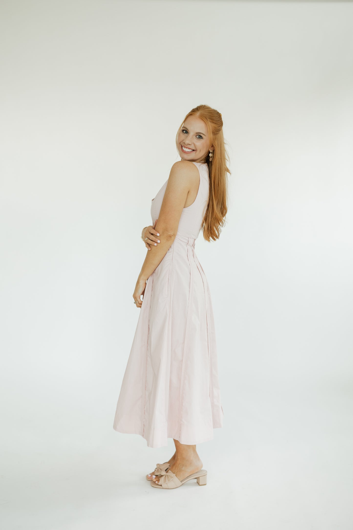 Cecilia Cotton Poplin Scoop Neck Midi Dress