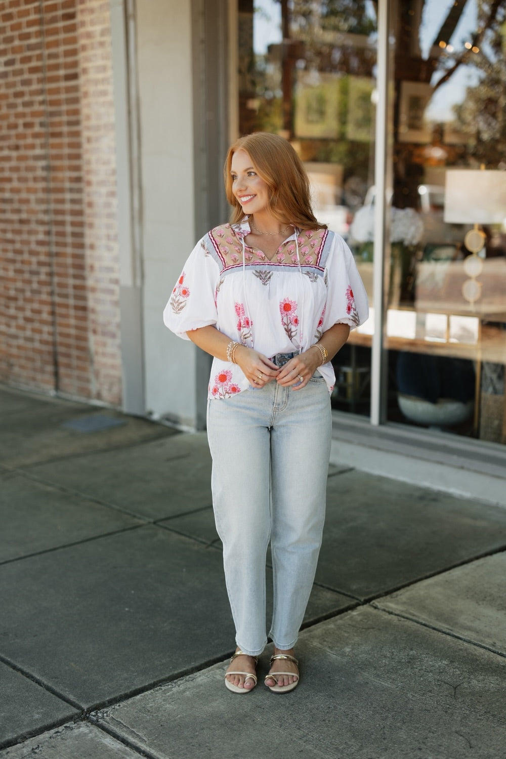 Taryn Puff Sleeve Floral Tassel Top (XS-XL)
