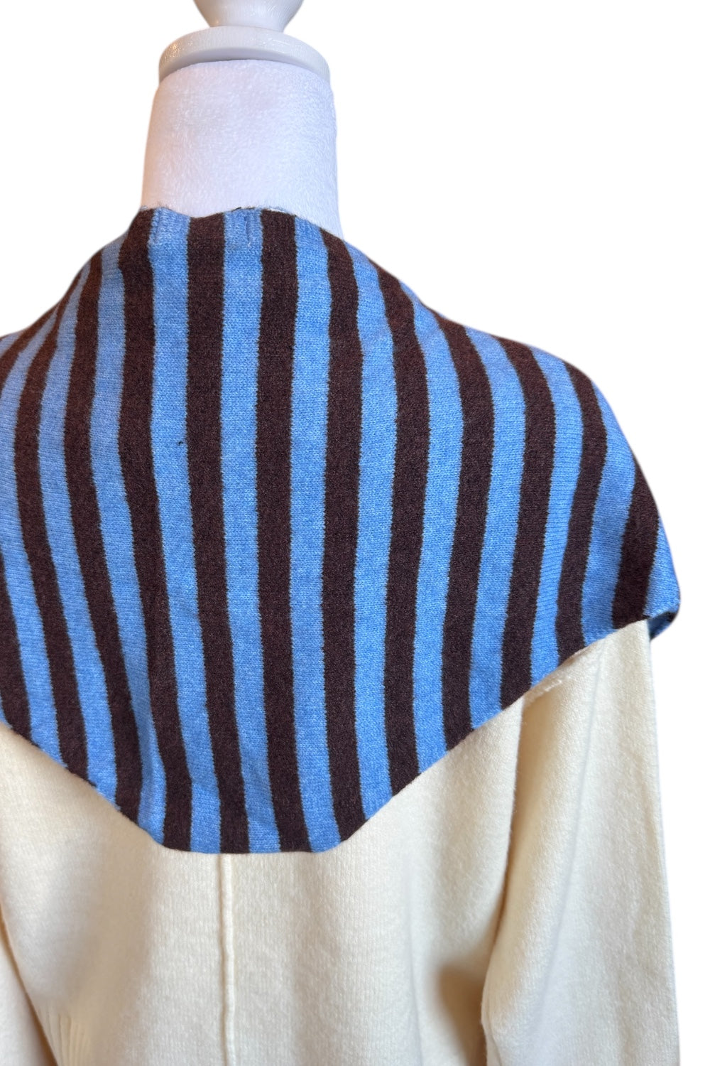 Blue/Brown Striped Knit Triangle Scarf