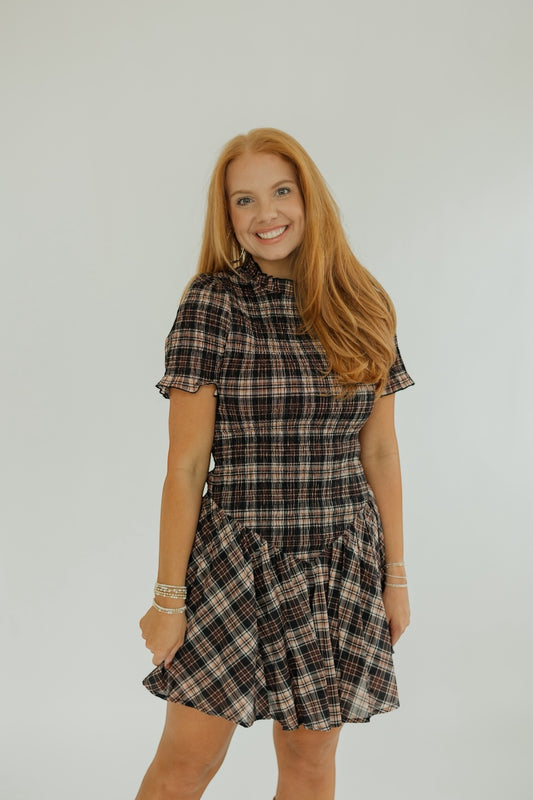 Sienna Plaid Smocked Mini Dress