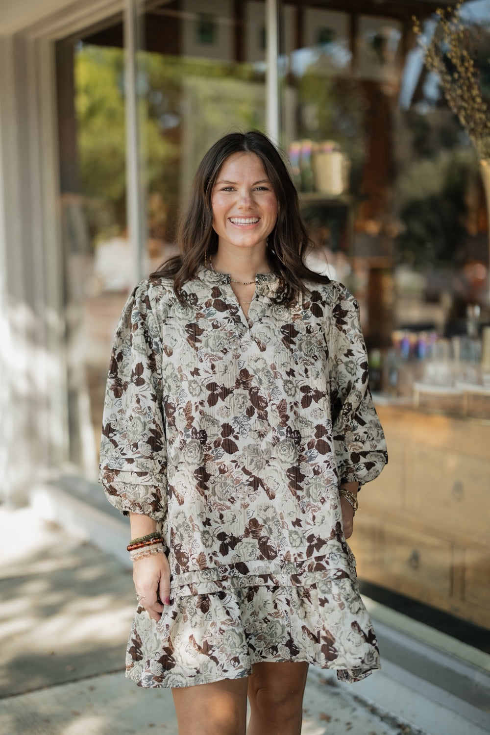 Dana Brown Multi Floral Dress (S-3XL)
