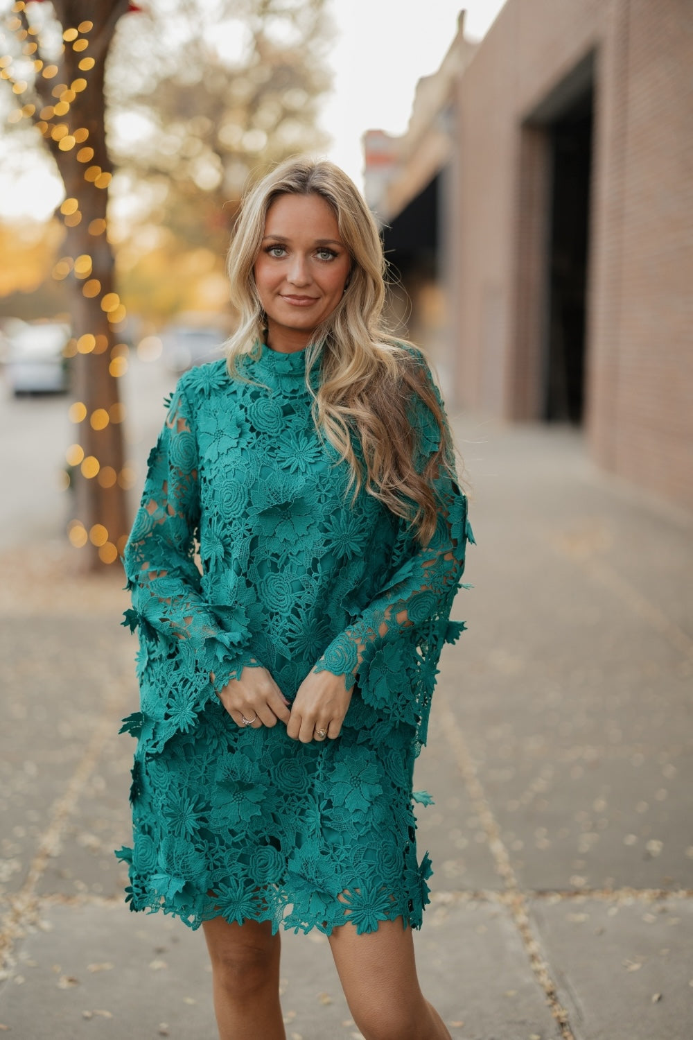 Glenda Green Lace Mini Dress