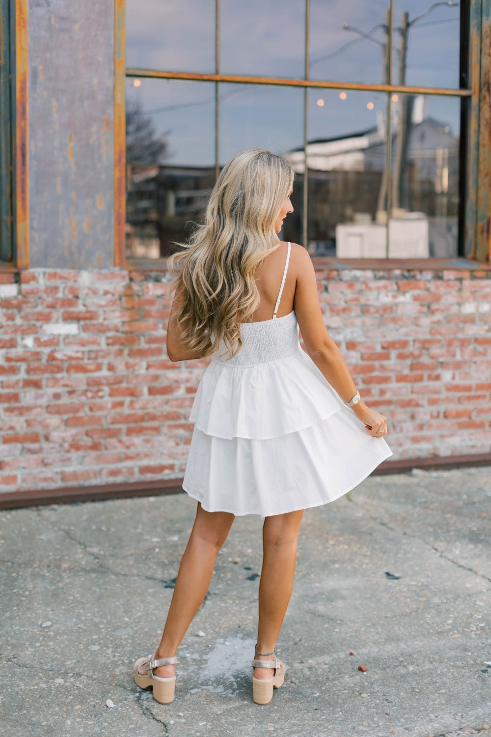 The Rina White Poplin Mini Dress