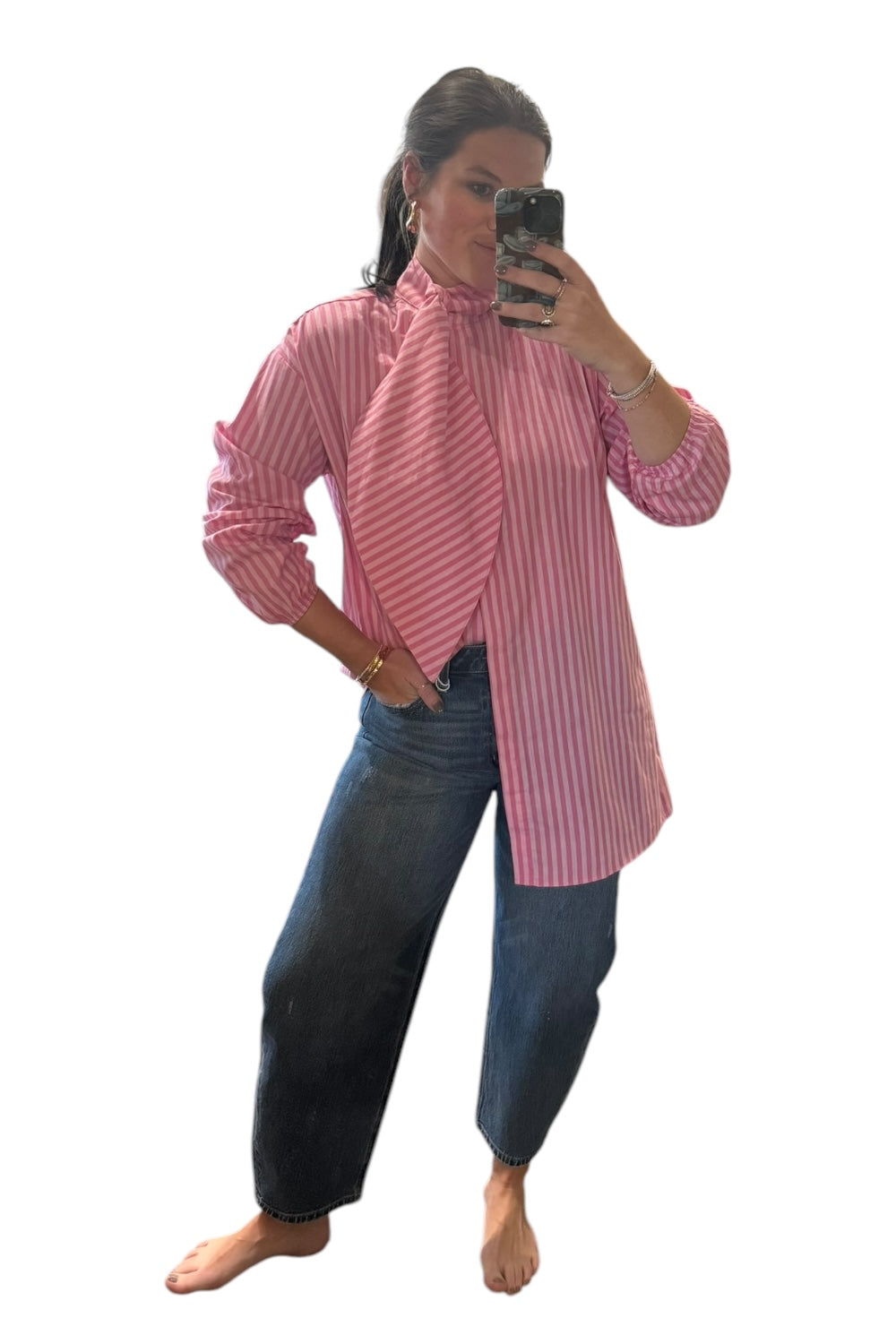 Oversized Pink Stripe Tunic