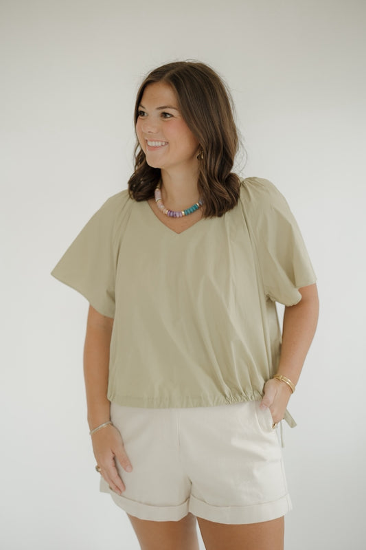 Pistachio Side Ribbon Tie Top