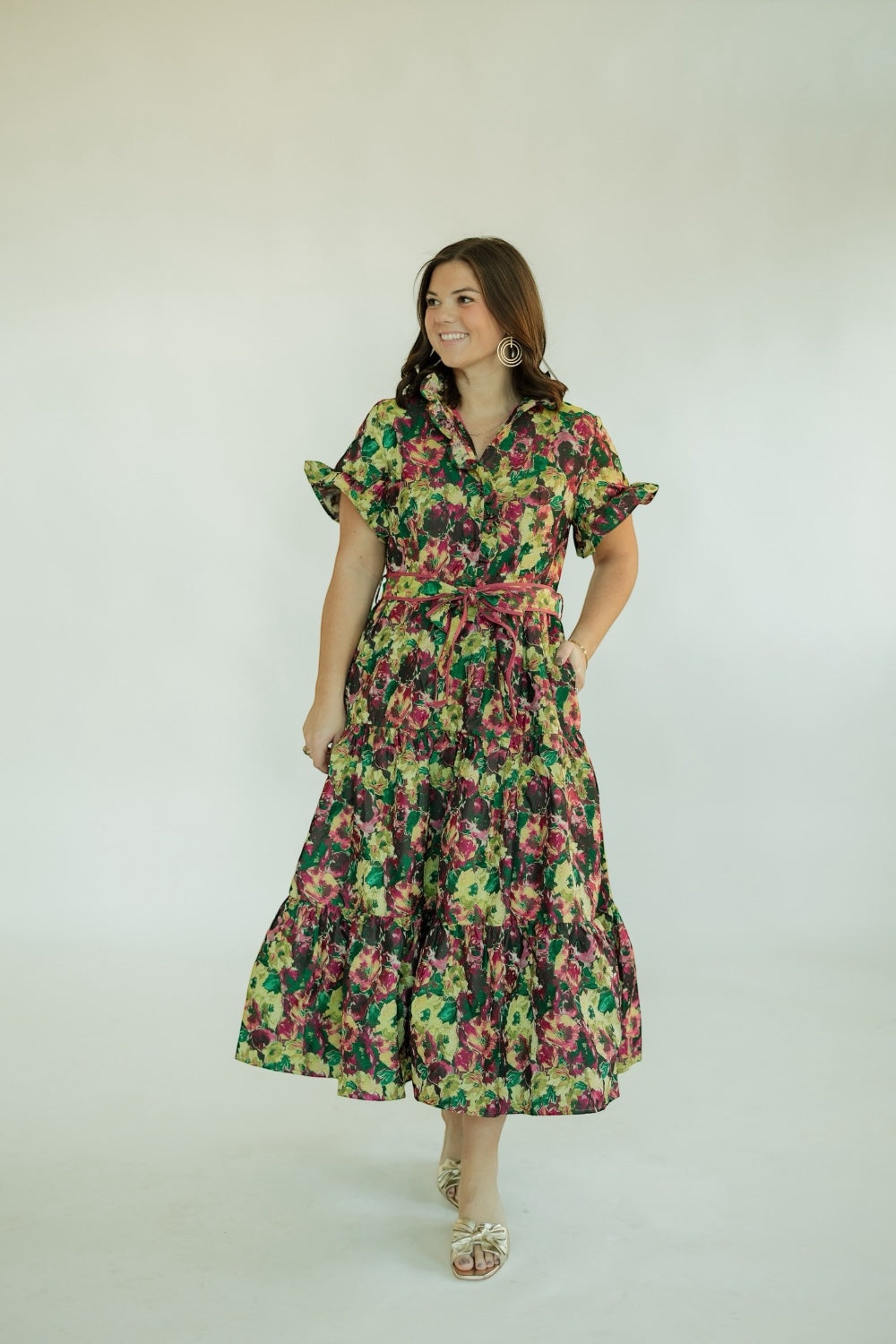 Lena Floral Jacquard Maxi Dress