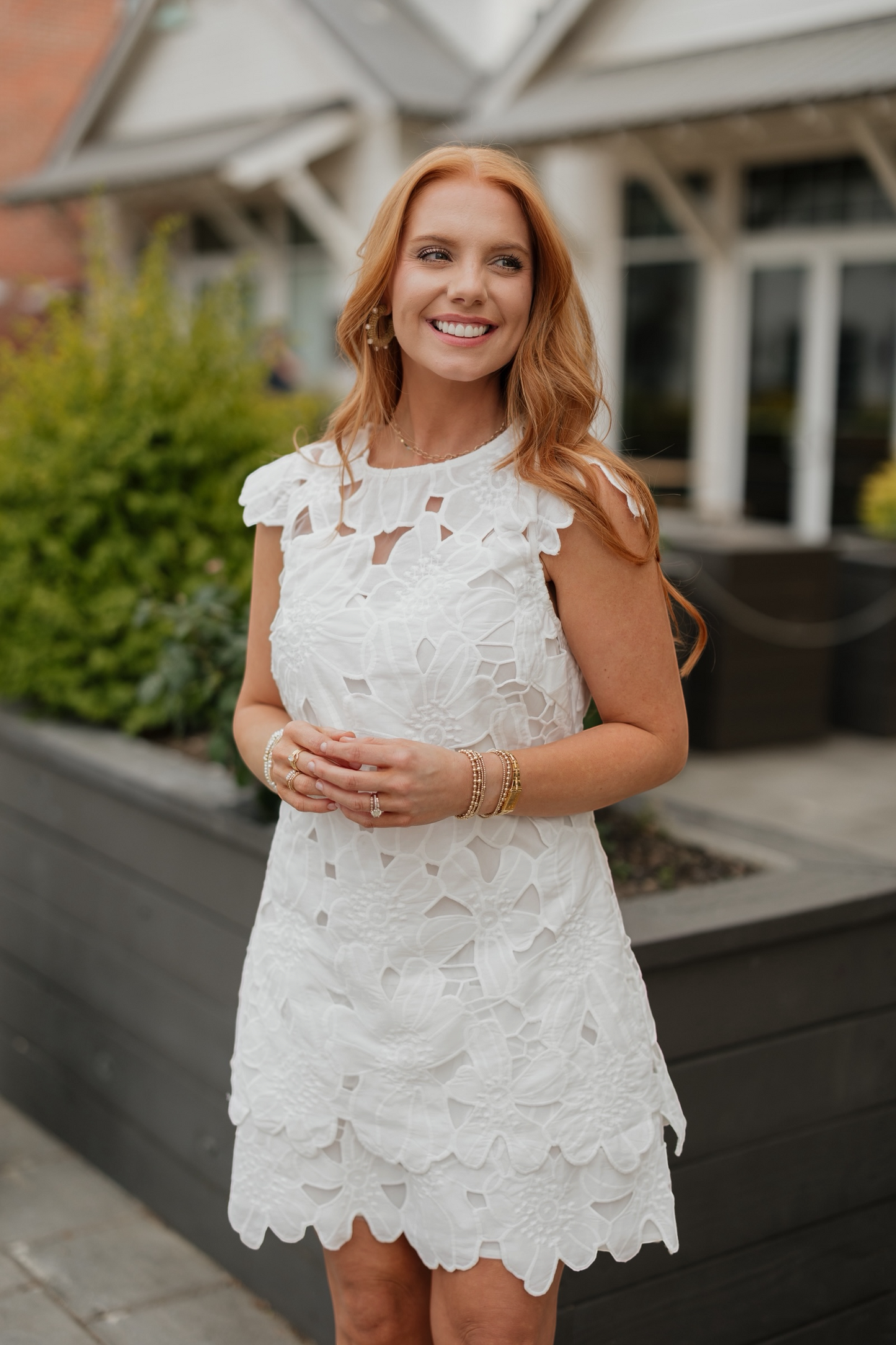Greta Eyelet White Mini Dress