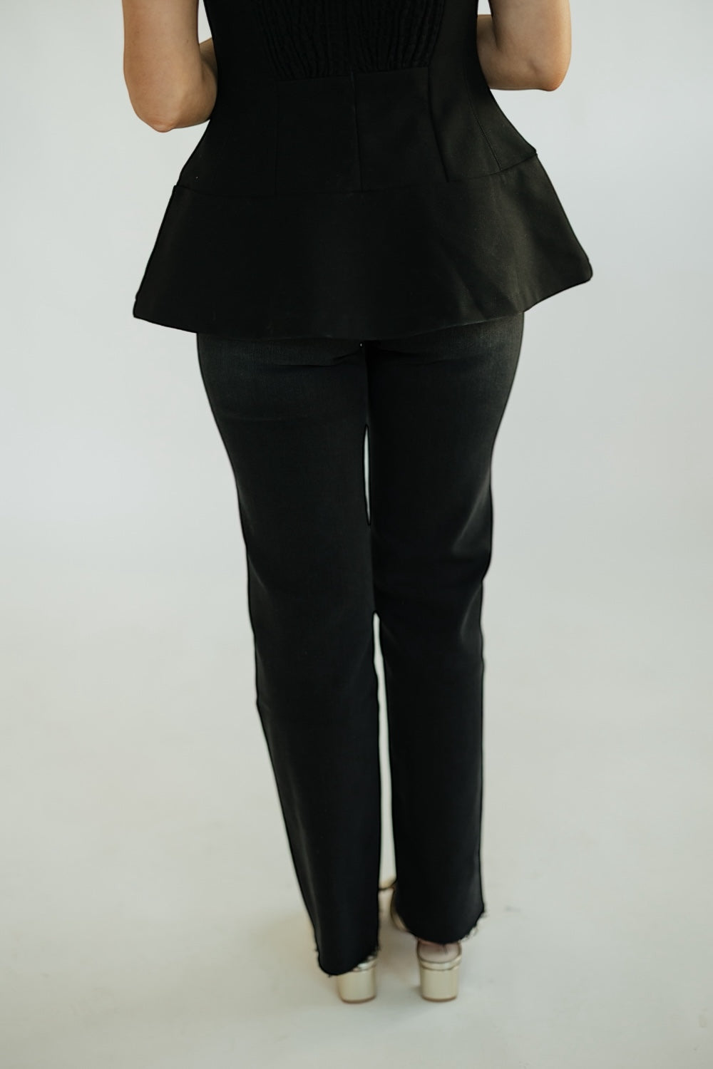 Smooth Black High Rise Slim Wide Leg Jean by Flying Monkey