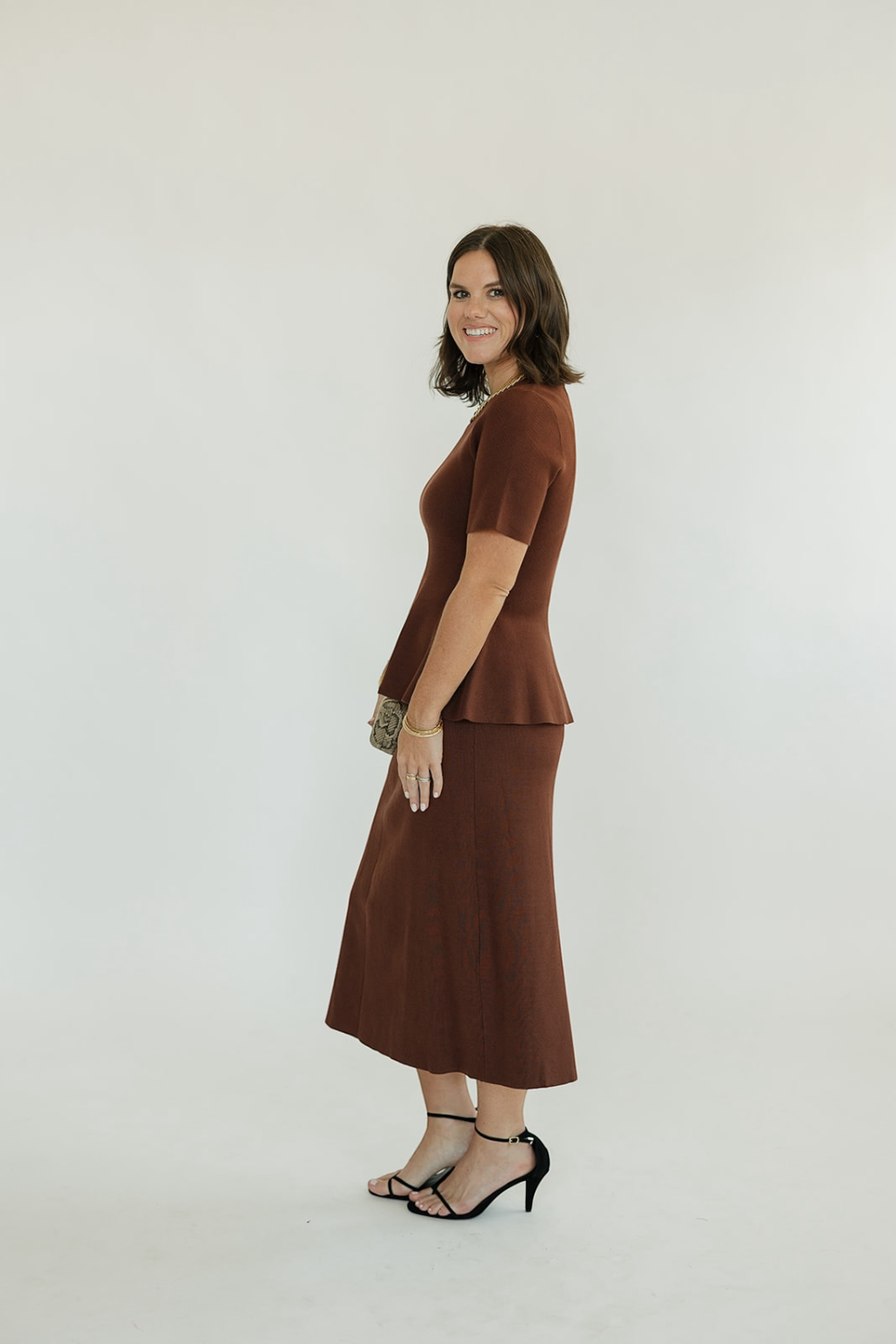Reese Mocha Knit Midi Skirt